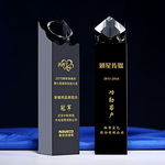 Premio de Trofeo de Cristal Negro de 150mm con Decoración Diamante