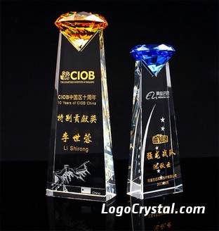 Custom Diamond Crystal Corporate Awards Colored