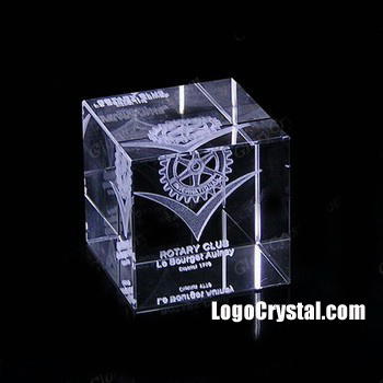 3D Laser Ethed Crystal Cube Paperweight - 50x50x50mm (2