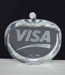 80 mm de cristal de papel de Apple peso con VISA Logo láser grabado
