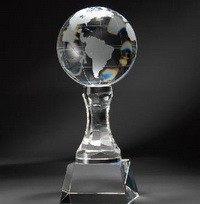 globe crystal coporate award