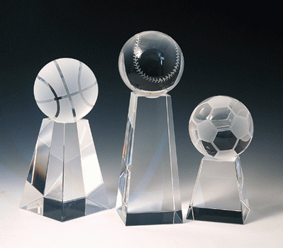 crystal glass soccer award with 3d laser ecthed football player