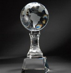 crystal globe award with arc column