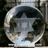 3D Laser crystal ball with merkaba lazer etched inside
