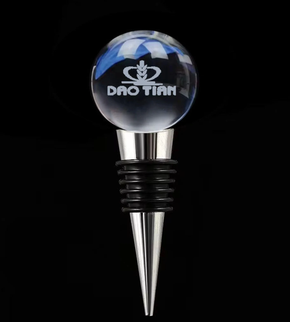 Bouchon de vin boule en cristal K9 gravé au laser 3D avec logo d entreprise et base métallique conique